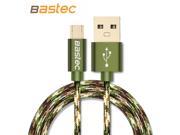 Bastec Micro USB Cable Army Green Braided Wire Metal Shell Gold plated Connector for Samsung Sony Xiaomi Huawei