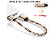 USB Type C Cable 20cm Nylon USB fast charger Cable for Xiaomi mi4c 5 huawei P9 mate 9 Zenfone 3 LG G5 Nexus 6P 5X v20 meizu mx6