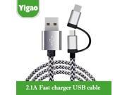 1M 30CM 2 in 1 Braided Micro usb Cable For iPhone 6 5S 5 ios 9 For Samsung Galaxy Android Fast Charging USB Charger Cable