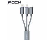 ROCK 3 in 1 Charging USB Cable for iPhone 5s 6 6s Samsung Xiaomi Meizu Huawei one Micro USB cable and two cable for iPhone 5s