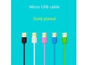 Gold plated Micro USB Cable Data Sync charger 2A Fast charging short 0.2m 2m long Android cable for xiaomi Samsung Meizu