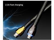 Fashion LED Intelligent light control Data Sync usb cable For Samsung Braided Cord Micro usb Cabel For Android mobile phones