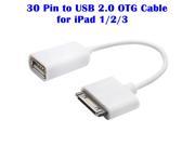 30 pin OTG To USB 2.0 Female Data Adapter Cable Cord for IPAD 1 2 3