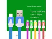 BrankBass 10 Colors Flat Micro Usb Cable Charge Cable Sync Data For Samsung For HTC for Nokia Android Phones