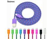 Soznoc 2m Colorful Nylon Braided mirco USB Charging Cable for Samsung Galaxy A3 A5 for LG G3 For Android phone Data cable