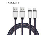 AIXXCO type c Micro USB Cables 2 3A 1M mobile phone cables Jean Cloth Data Sync Wire Charger For Samsung Xiaomi HTC for iPhone 6