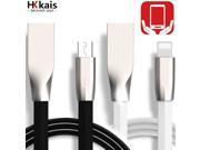 HKkais 3D Zinc Alloy Fast Charging Data Sync Micro USB Cable for iPhone 7 6 6s Plus 5s iPad mini Samsung LG