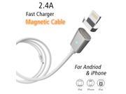 2.4A Fast Charger Magnetic Cable Micro USB Data Cable For iPhone 6 6s Plus 7 7 Plus 5 5s Charging Cable For Samsung Huawei Phone