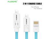 FLOVEME 2 in 1 USB Cable For iPhone 7 6 6S Plus 5 5S SE Cables For Samsung Xiaomi mi5 Android Phone Cable Fast Charging