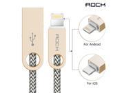 Reversible Date Cable For Lightning ROCK Micro usb Cable Fit For iPhone 7 ios device For xiaomi redmi note 3 pro