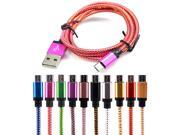 1M Colorful Nylon Line and Metal Plug Micro USB Cable Charger Data Sync Nylon USB Cable For Android Smart Phone for tablet PC