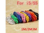 2m Braided Colorful USB Charging Sync Cord Data Cable for Iphone 5 5s 6 6s plus chargering wire