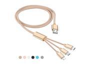 3 in 1 Charging Data USB Cable for iPhone Samsung Xiaomi Meizu Huawei All Smart Phone one Micro USB one Type C one IOS cable