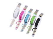 Retractable 2 in 1 8 Pin USB Charging Cable for Iphone 5s Sync Data Cord for Iphone Samsung HTC Android Aluminum Head 3 Feet
