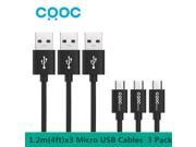 CRDC Hi speed Micro USB Cable 2.0 A Male to Micro B Sync 3 pack 4ft x 3 for HTC LG Samsung Galaxy S7 S6 Edge and More