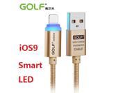 Golf USB Cable smart LED 8 pin data Sync Charge Cable 1M For apple iphone 7 Plus 5 5c 5s 6 6s 6 plus iOS8 9 10