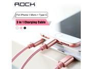 ROCK 3 in 1 USB cable for iPhone Micro Type C Multifunctional Charging cable plug
