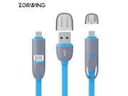 ZORWING Colorful Micro USB Cable 8Pin 2 in 1 Sync Data Charging USB Cable for iPhone 5 6 6s plus 5s Charger Cable For Samsung