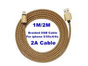 BrankBass 6 Colours 2A Round Braided Fabic Woven USB Data Sync Charger Cable Cord Wire for iPhone 5 5s 6 6Plus 7 for ipad