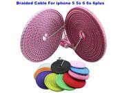 BrankBass 2M Flat Braided Woven 8 pin USB Data Sync Charger Cable Cord Wire for iPhone 5 5s 6 6Plus For iphone 7 7plus