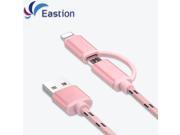 Universal 2 in 1 Mobile Phone Cable For iPhone iPad Samsung Charger Aluminum ios Micro USB Cables Data Fast Charging