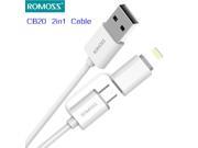 Romoss 2in1 Cable Micro usb to 8 Pin Adapter Cable For iPhone 5 5s 6 6s 7 7plus iPad and Android Smart Phones