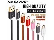 5V2A Micro USB Cable VOXLINK Leather Fast Charging data sync usb Charger cable for Samsung HTC LG Android Smart Phones