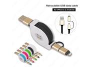 NganSek est 2 in 1 Colorful Flat Line and Metal Plug Sync Data Charging Micro USB Cable for iPhone Samsung Xiaomi HTC