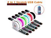 2 in 1 Stretch USB Cable Fast Charging Sync Data USB Cable for iPhone 5 6 6S Plus for Samsung With Micro USB Port