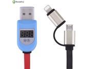 2 in 1 Current Vlot Display protection Fast Charging Sync Data Smart LED Micro USB Cable For iPhone Huawei Mi Mei Samsung OPPO