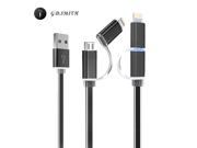 G.D.SMITH 2 in 1 Micro USB Cable for iPhone 7 5 5s se 6 6s Plus Samsung Xiaomi Meizu Oneplus Universal Mobile Phone Cables