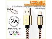 5V2A 0.2M 2m 8 pin Metal Micro USB Cable Braided Wire Fast Sync Data Charging USB Cable for iPhone 7 6 iPad Samsung HTC LG
