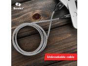 Benks unbreakable Nylon Aluminium Alloy Usb lightning Cable 1.2M 1.8M Length USB Data Fast Charging Charger Cable black