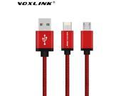 VOXLINK 8 pin 2 in 1 Micro USB Cable 0.5M 2m Sync Data Charger Cable For iPhone 5 6 6S Plus Samsung S3 S4 S5 Android Phone