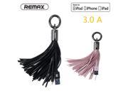 2016 Remax Leather Tassel 8pin to USB Cable Metal Ring Key Chain Charging Data Cord Charger Cable for iPhone 5S 6 6S iPad 3