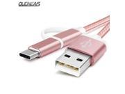 OUDNEAS Braided Stylus Mobile Phone Cables USB 2 in 1 Type c Micro Cable 1m Charger For Samsung Lenovo one plus type c line