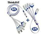 ThinkANT Multiple Connector 4 in 1 USB Charging Cable For Iphone 7 6S 6 5S 4S Ipad mini Multi USB Charger Cable Cord For Android