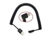 1m 3m Micro USB Cable Male 90 Degree Left Angled to USB Male Spring Coiled Retractable Stretch Fast Data Charging Cable Cord