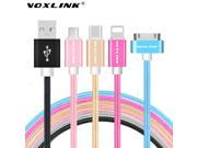 VOXLINK Micro 8pin 30pin Type C USB Cable Charging Data Sync Cords For iPhone 4s 5s 6s Samsung S7 Huawei P9 LG G5