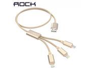 3 in 1 ROCK Charging USB Cable for iPhone 5s 6 6s 7 Samsung Xiaomi Meizu Huawei one Micro USB cable and two cable for iPhone SE