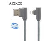 AIXXCO Reversible Left Right Angle 8 Pin USB Cable 90 Degree Charging Data Sync Cords for iphone 6s plus 5se 5s iPad Pro iOS