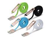 5 Colors 2 in1 Micro USB Cable for Android 8Pin for iPhone 1M Data Sync Charging Cables Line for Sansung hauwei huawey hawei