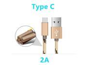 Nylon Nickel plated USB Type C cable 2A 25cm 1M Alloy adapter Pure copper wire fast charge Type C cable for Xiaomi Meizu Samsung