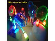 1m crystal led light Micro USB Cable Sync Data Charger Cables for Samsung for HTC Android mobile phone