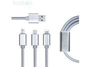 ! 3 IN 1 Metal Braided Wire Sync Micro USB Cable USB Type C Cable for iPhone 7 6 5 Samsung Xiaomi HTC Huawei