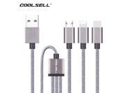 COOLSELL 3 in 1 USB Cable Lighting Micro USB 2.0 Type C Cable for iPhone 6s Samsung Huawei P9 One Plus 3 2 1 Charging Data Cable