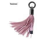 Soznoc Leather Tassel USB Cable Metal Ring Key Chain Charging Data Cord Charger Wire for iPhone For Samsung For Android Phone