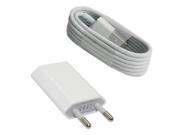 2pcs lot 1 1 Genuine quality 2 in 1 8pin USB Data charger Charging Cable EU USB Plug charger for iPhone 5 5S 6 ipad 4 6 plus 7