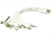 10 in 1 universal usb cables for mobile phones multi charger cable For iphone 4s 5 5s 6s ipad Samsung HTC LG White 1 to 10 cable
