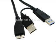 Dual USB 3.0 A Male with USB power to Micro USB 3.0 Y cable for Mobile Hard disk